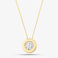 9ct Yellow Gold Rubover Round Cubic Zirconia Necklace FA958