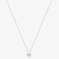 9ct White Gold Rubover Round Cubic Zirconia Necklace FA599