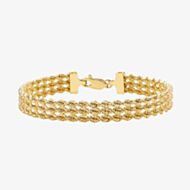 9ct Yellow Gold Three Row Rope Bracelet 1.22.0201