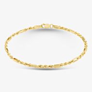 9ct Yellow Gold Diamond Cut Figaro Rope Bracelet 1.22.1171