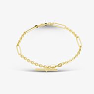 Gold Classic 9ct Yellow Gold 7.5ch Figaro Chain T-Bar Bracelet HFTC-420-9Y-7.5