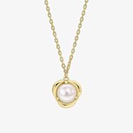 9ct Yellow Gold Petal Set Freshwater Pearl Necklace GN416W