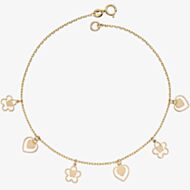 9ct Yellow Gold Heart & Flower Charm Bracelet GB508