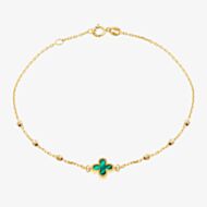 9ct Yellow Gold Malachite Clover Ball Bracelet 1.29.2242