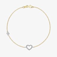 9ct Two Colour Gold Cubic Zirconia Open Heart Bracelet 2.23.7162