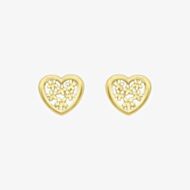 9ct Yellow Gold Flower Heart Stud Earrings 1.55.6889