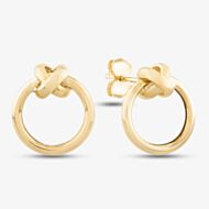 9ct Yellow Gold Open Circle Criss Cross Stud Earrings ER731