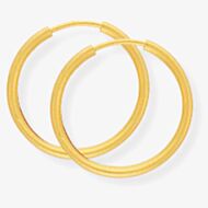 9ct Yellow Gold 14mm Sleeper Hoop Earrings 120125122612