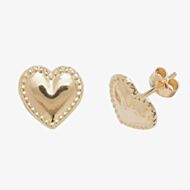 Fashionista Gold 9ct Yellow Gold Heart Stud Earrings ES415