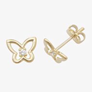 Fashionista Gold 9ct Yellow Gold Cubic Zirconia Butterfly Stud Earrings ES445