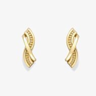 Gold Classic 9ct Yellow Gold Twist Cross Over Stud Earrings 120125147576