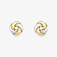 Gold Classic 9ct Two Colour Gold Knot Stud Earrings 120125147607