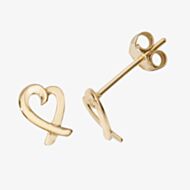 9ct Yellow Gold Open Heart Crossover Stud Earrings ES488