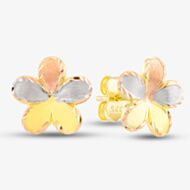 9ct Three Colour Gold Flower Stud Earrings GER34-MC