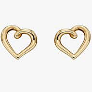 9ct Yellow Gold Open Heart Stud Earrings GE2293