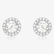  9ct White Gold Round Halo Stud Earrings 5.59.0412