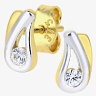 9ct Two-Colour Teardrop Cubic Zirconia Stud Earrings E1610YW