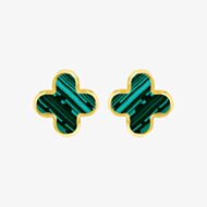9ct Yellow Gold Malachite Petal Stud Earrings 1.55.9521