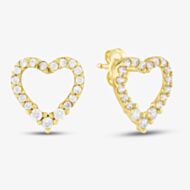 9ct Yellow Gold Cubic Zirconia Open Heart Stud Earrings 1.59.0779