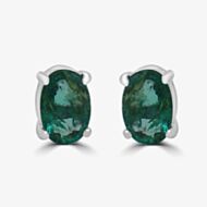 Gold Impression 9ct White Gold 1.57ct Oval Cut Emerald Stud Earrings WWW291