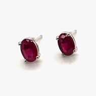 Gold Impression 9ct White Gold 1.10ct Oval Cut Ruby Stud Earrings WWW407
