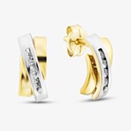 Gold Impression 9ct Two Colour Gold Triple Bar Cubic Zirconia Stud Earrings 2.59.0289