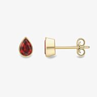 Gold Impression 9ct Yellow Gold Pear Cut Garnet Stud Earrings 120325147570