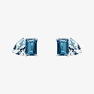 9ct White Gold Multi Cut Blue Topaz Stud Earrings GE2473