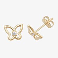 Fashionista Gold 9ct Gold Butterfly Cz Stud Earrings ES445