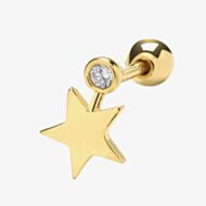 9ct Yellow Gold Cubic Zirconia Star 6mm Cartilage Stud Earring ES1902