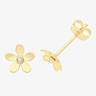 9ct Yellow Gold Cubic Zirconia Flower Stud Earrings ES1690
