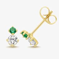 9ct Yellow Gold Green & White Cubic Zirconia Stud Earrings ES2164