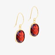 9ct Yellow Gold Oval Maroon Crystal Dropper Earrings 1.58.0049