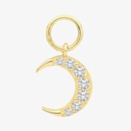 9ct Yellow Gold Cubic Zirconia Moon Earring Charm EPN009