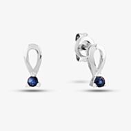 9ct White Gold Sapphire Freshwater Pearl Dropper Earrings GE2131