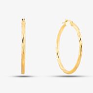 9ct Yellow Gold Twist Hoop Earrings UER039Y