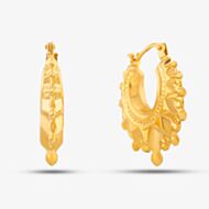 9ct Yellow Gold Fancy Patterned Creole Earrings UER103Y