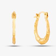 9ct Yellow Gold Small Patterned Oval Hoop Earrings UER127Y