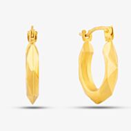 9ct Yellow Gold Patterned Creole Earrings UER131Y