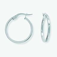 9ct White Gold 18mm Square Tube Hoop Earrings ER669