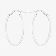 9ct White Gold Oval Creole Hoop Earrings 5.53.3479
