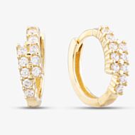 9ct Yellow Gold Cubic Zirconia Two Row Hoop Earrings E1630Y