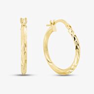 9ct Yellow Gold Patterned Edge Hoop Earrings AR069Y