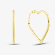 9ct Yellow Gold 23mm Large Heart Hoop Earrings 1.53.4519