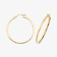 Gold Classic 9ct Yellow Gold 30mm Square Edge Hoop Earrings ER947-30