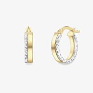 Gold Classic 9ct Two Colour Gold Diamond Cut Hoop Earrings 120525147555
