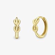 Gold Classic 9ct Yellow Gold Infinity Knot Huggie Hoop Earrings 120525147608