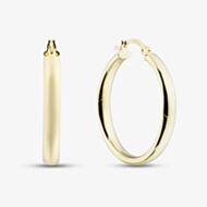 9ct Yellow Gold 30mm Rectangular Tube Hoop Earrings E-SLOT-425-9Y