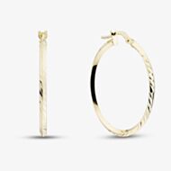 9ct Yellow Gold 25mm Patterned Hoop Earrings OR.91521/25