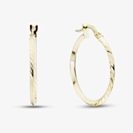 9ct Yellow Gold 20mm Patterned Hoop Earrings OR91521/20